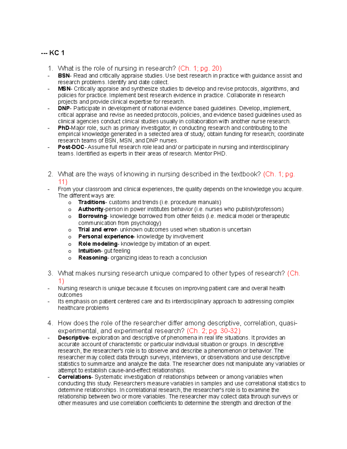 N3321 KC 1 - Knowledge Check Study Guide for Nursing Research Topics ...