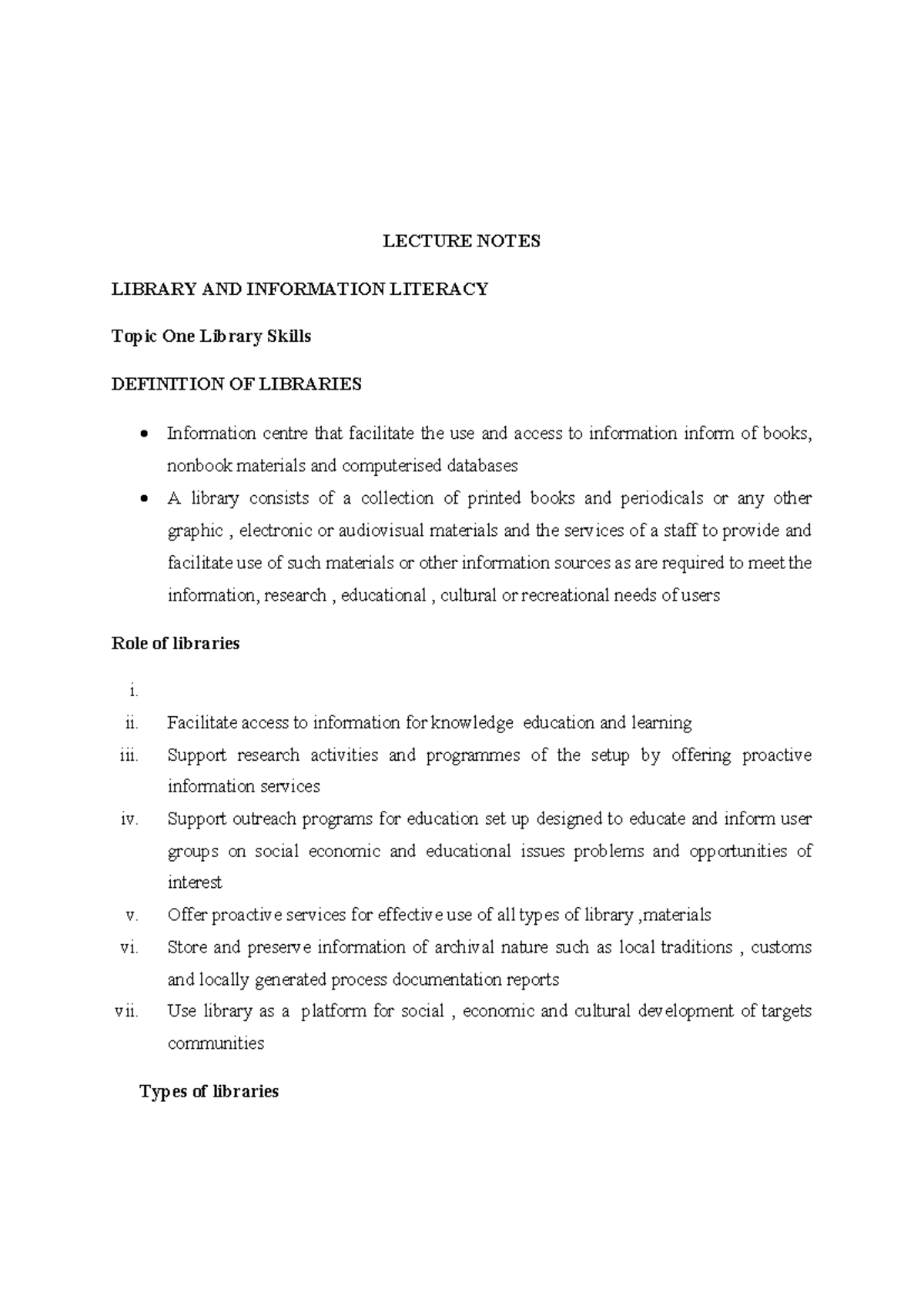 GCC121 lecture notes on library skills and information literacy - Studocu