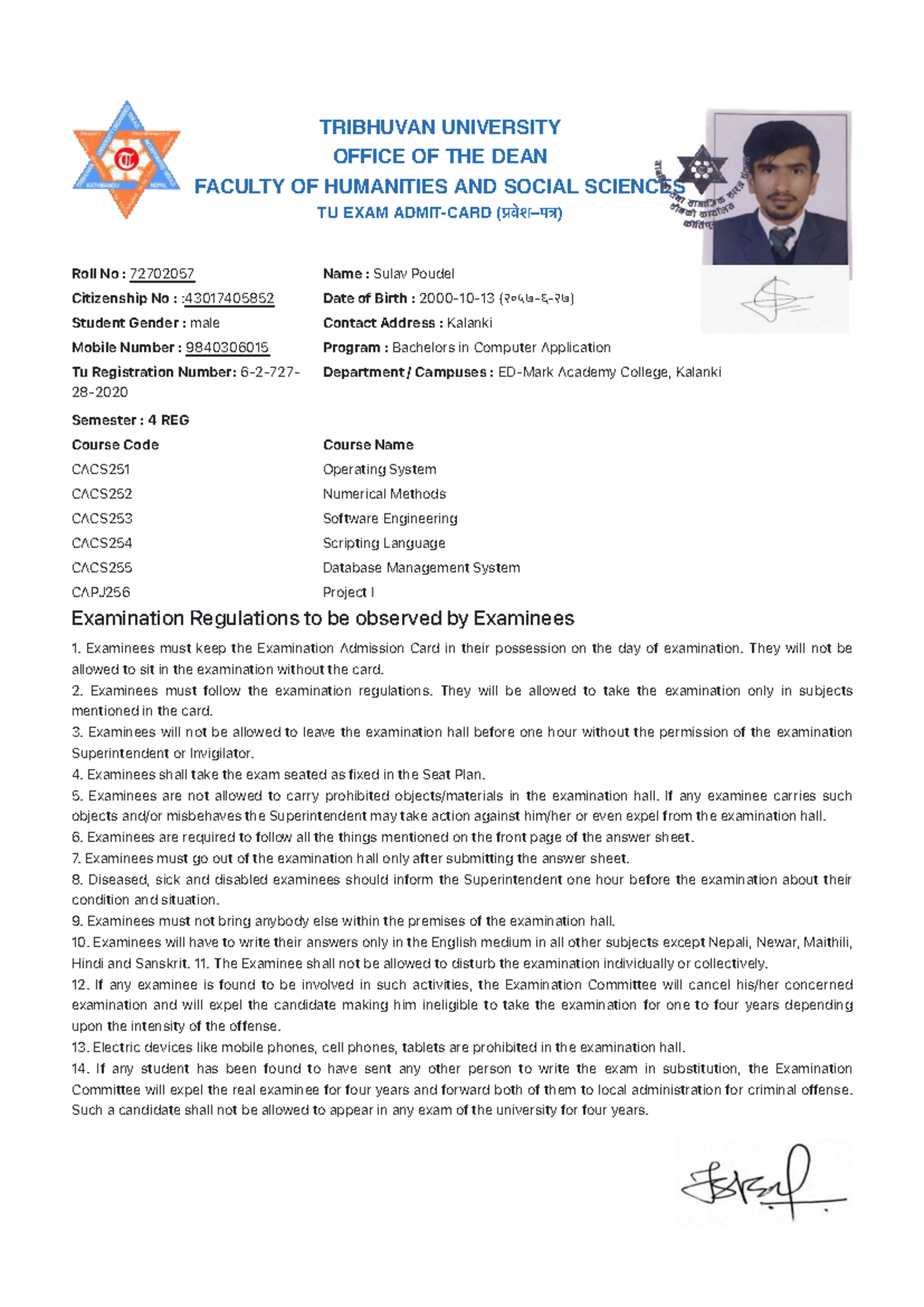 TU Exam Regulations - 4th Sem - BCA Program - Studocu