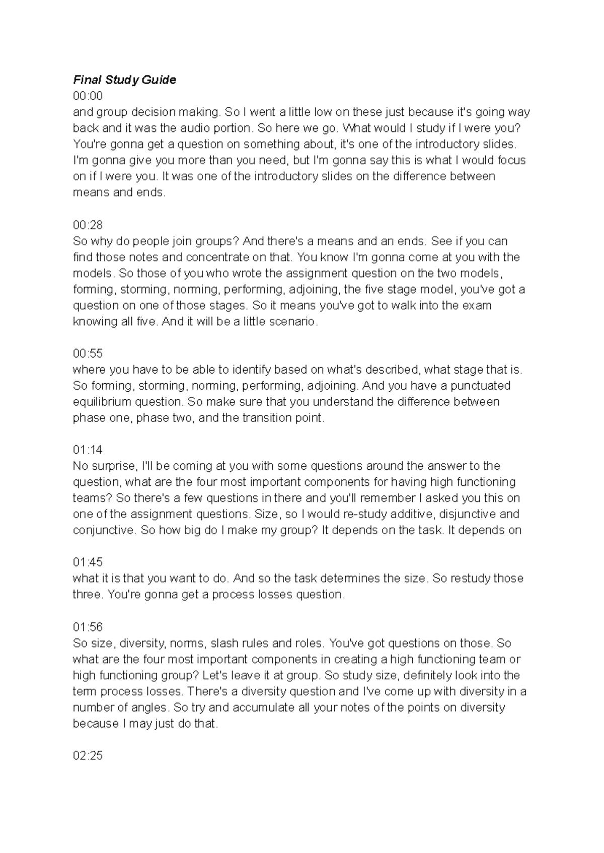 Final Exam Study Guide: OB Concepts & Group Decision Making - Studocu