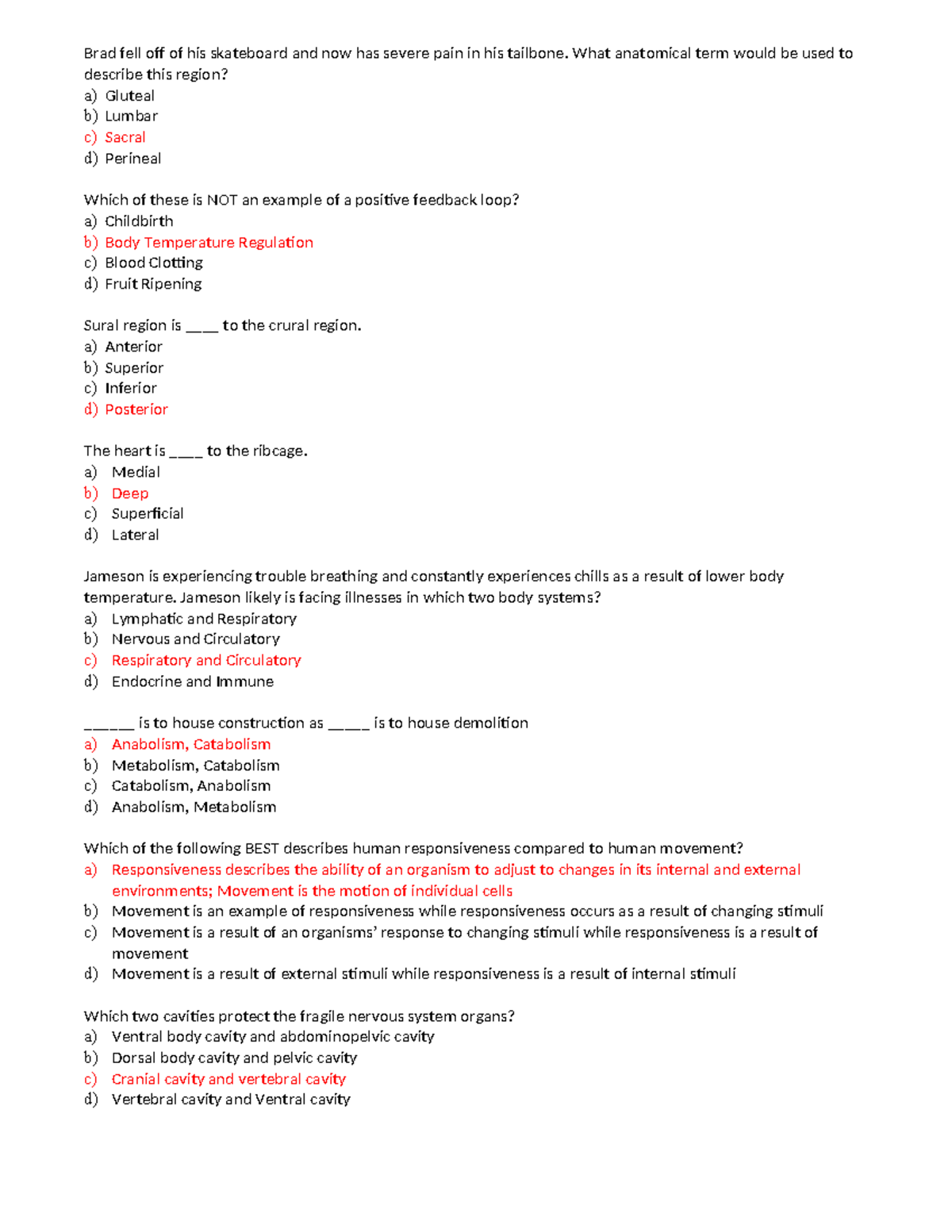 A&PI Exam 1 Practice Questions and Answers (Key) - Studocu