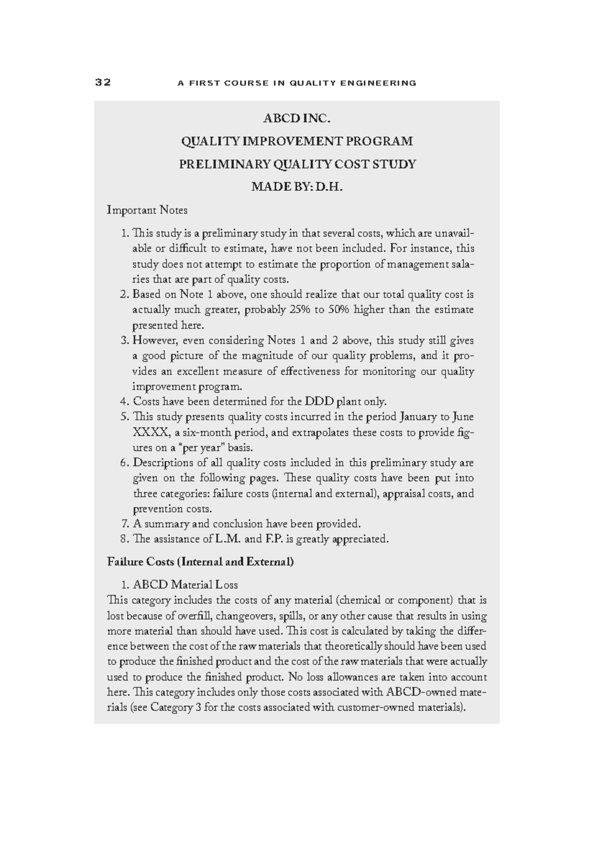 Quality Cost Case Study: Insights and Conclusions for ABCD Inc. - Studocu