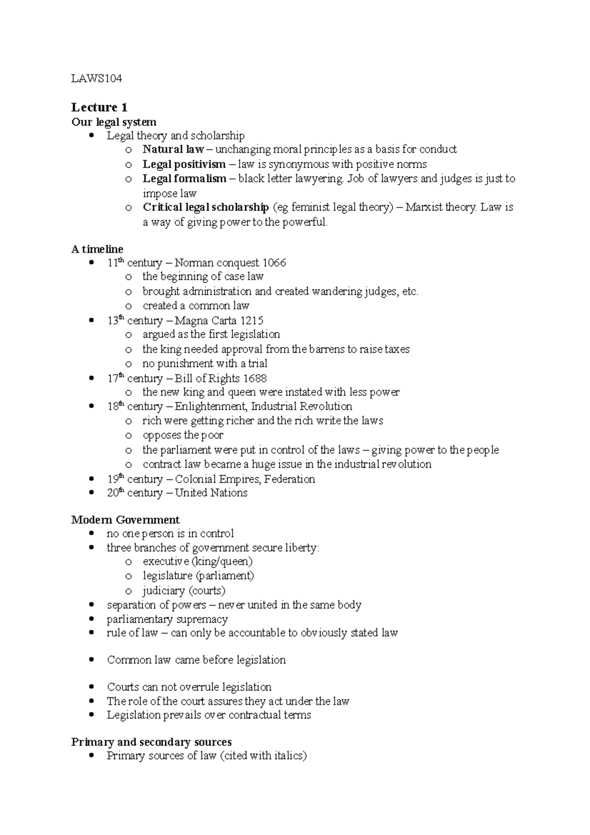 LAWS104 Lecture Notes: Legal Writing & Research (Lectures 1-12) - Studocu