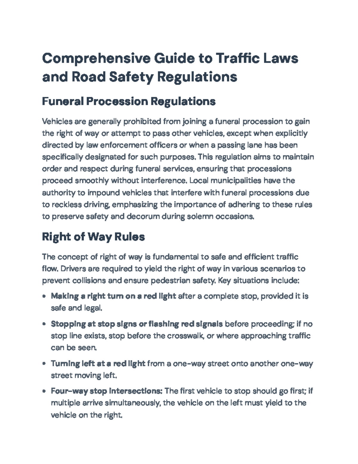 Traffic Laws & Road Safety Regulations: A Comprehensive Guide - Studocu