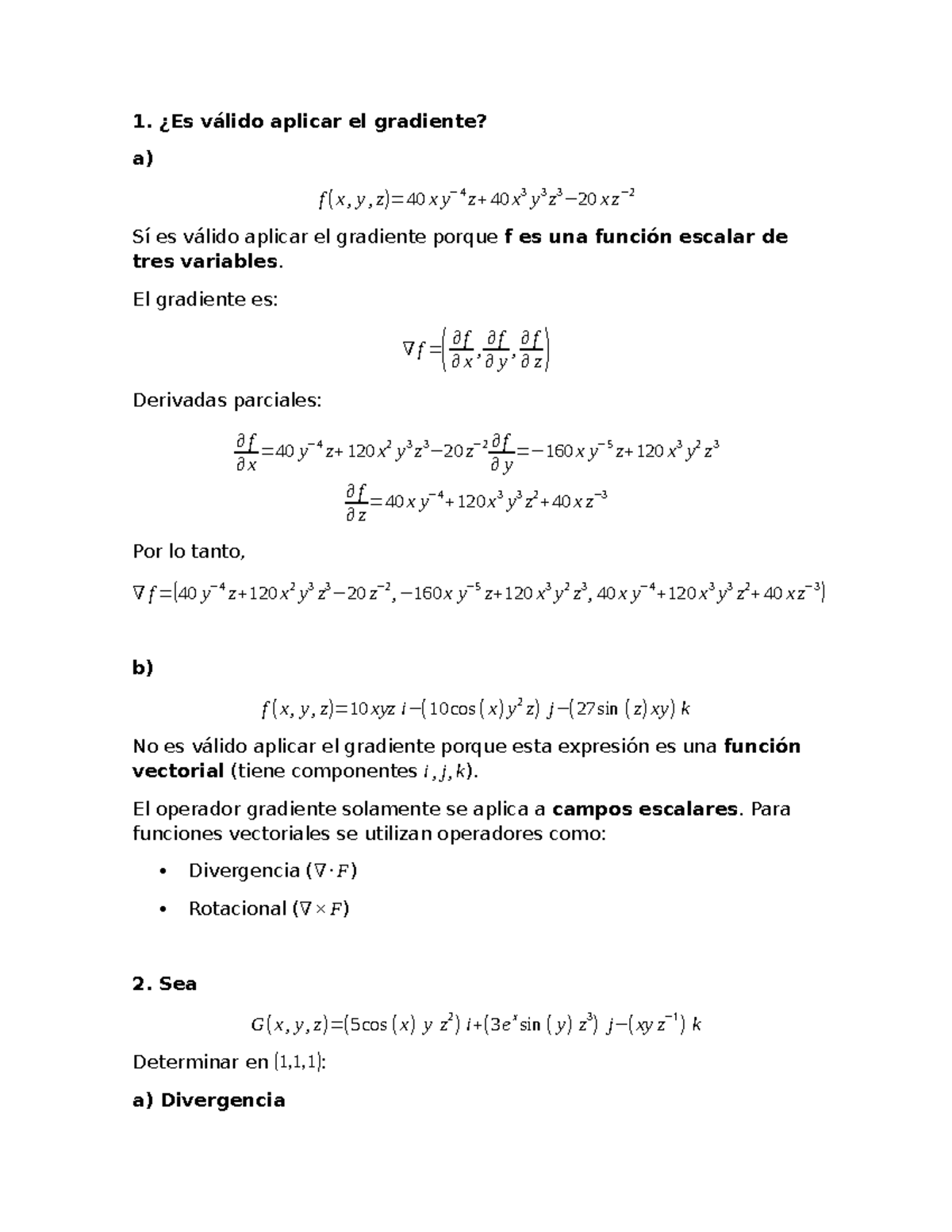 Foro 2: Aplicación del Gradiente y Divergencia en Cálculo Vectorial ...