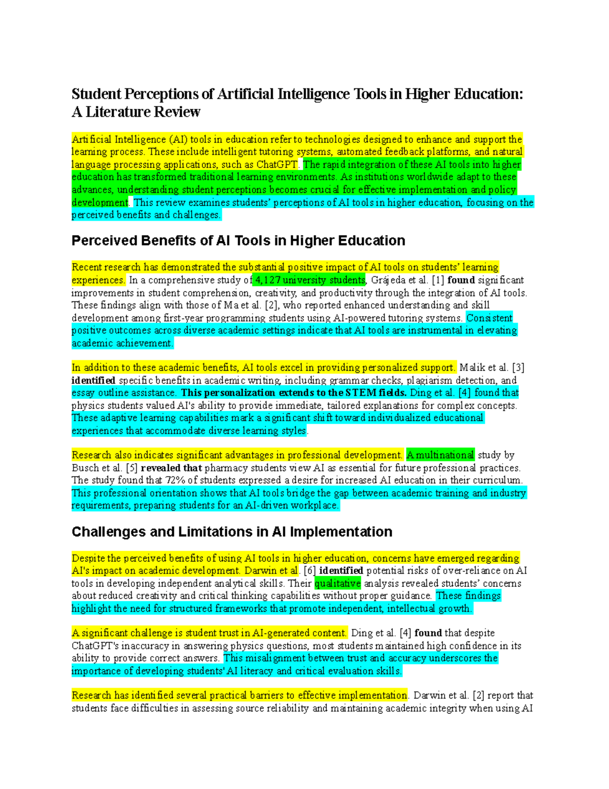 AI Tools in Higher Ed: Student Perceptions & Literature Review - Studocu