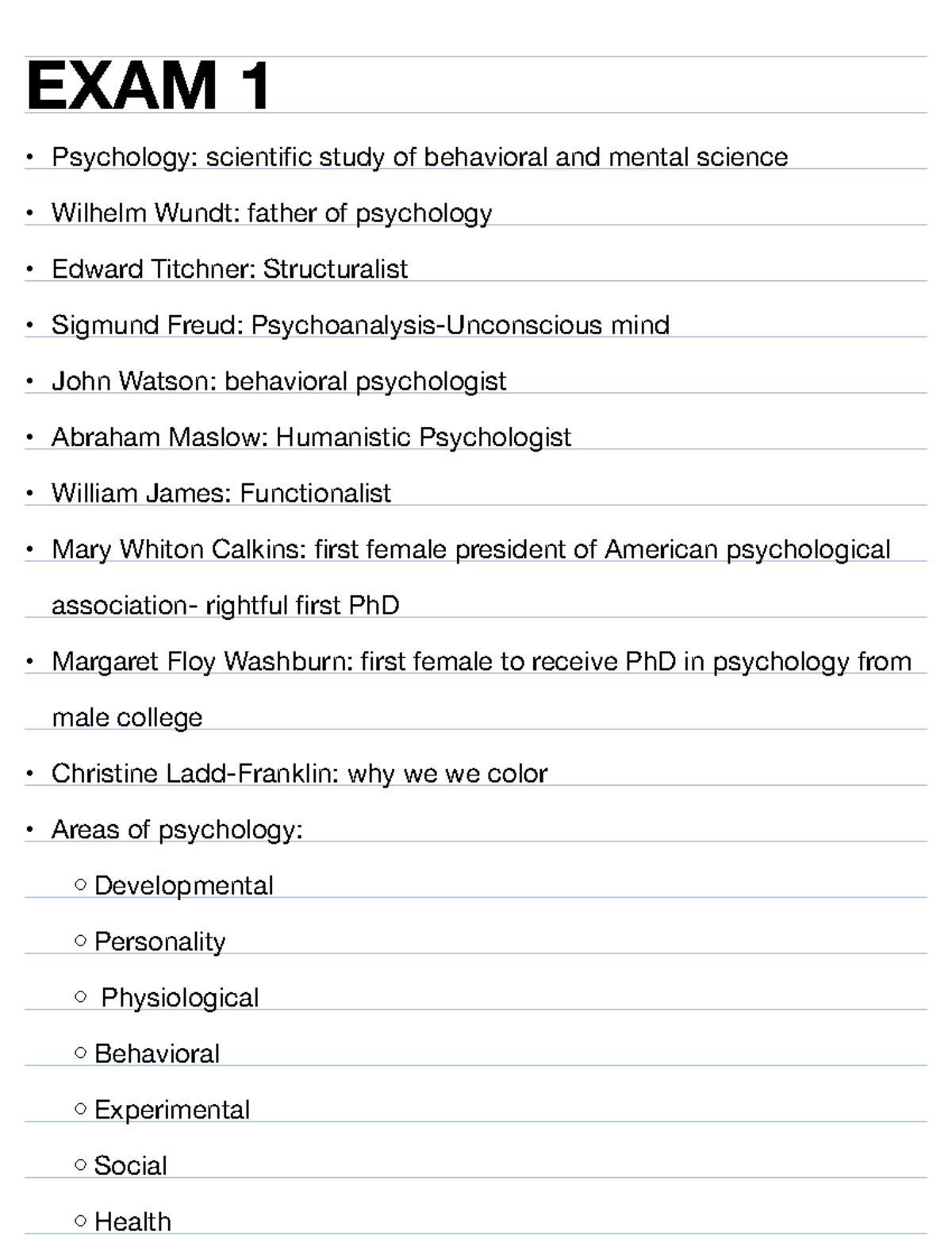 Midterm Exam Prep: Psychology 101 - Key Concepts & Theories - Studocu
