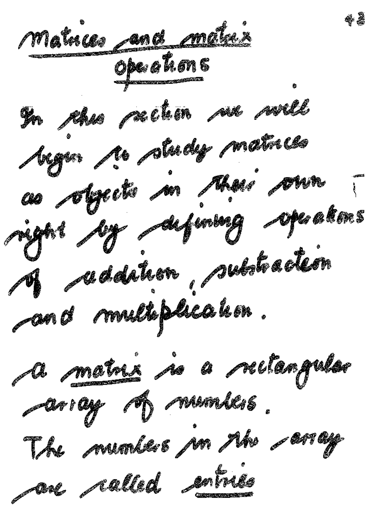 Matrices and Matrix Operations - MATH 15 Final Exam Notes - Studocu