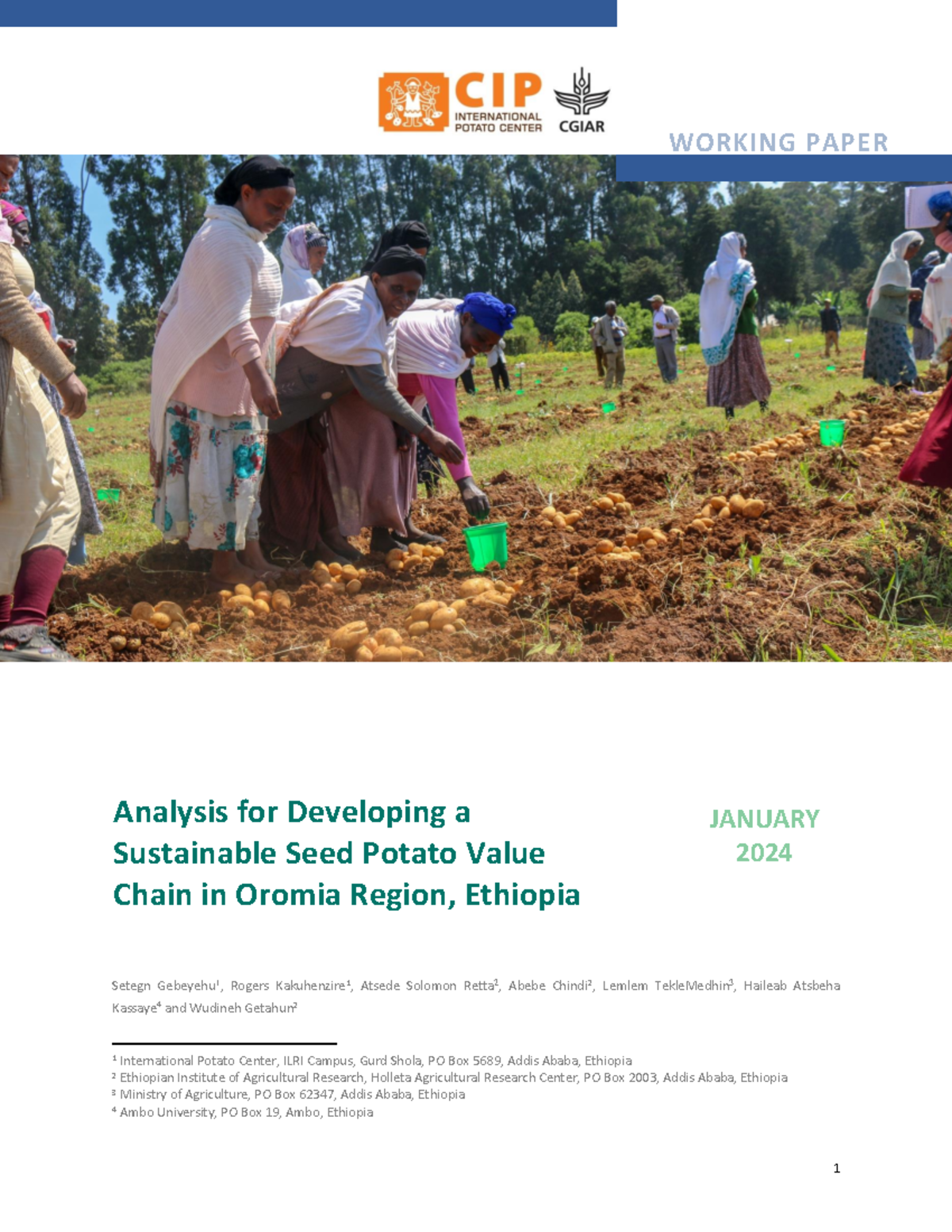 Revised Working Paper: Sustainable Seed Potato Value Chain in Oromia (2024)  - Studocu