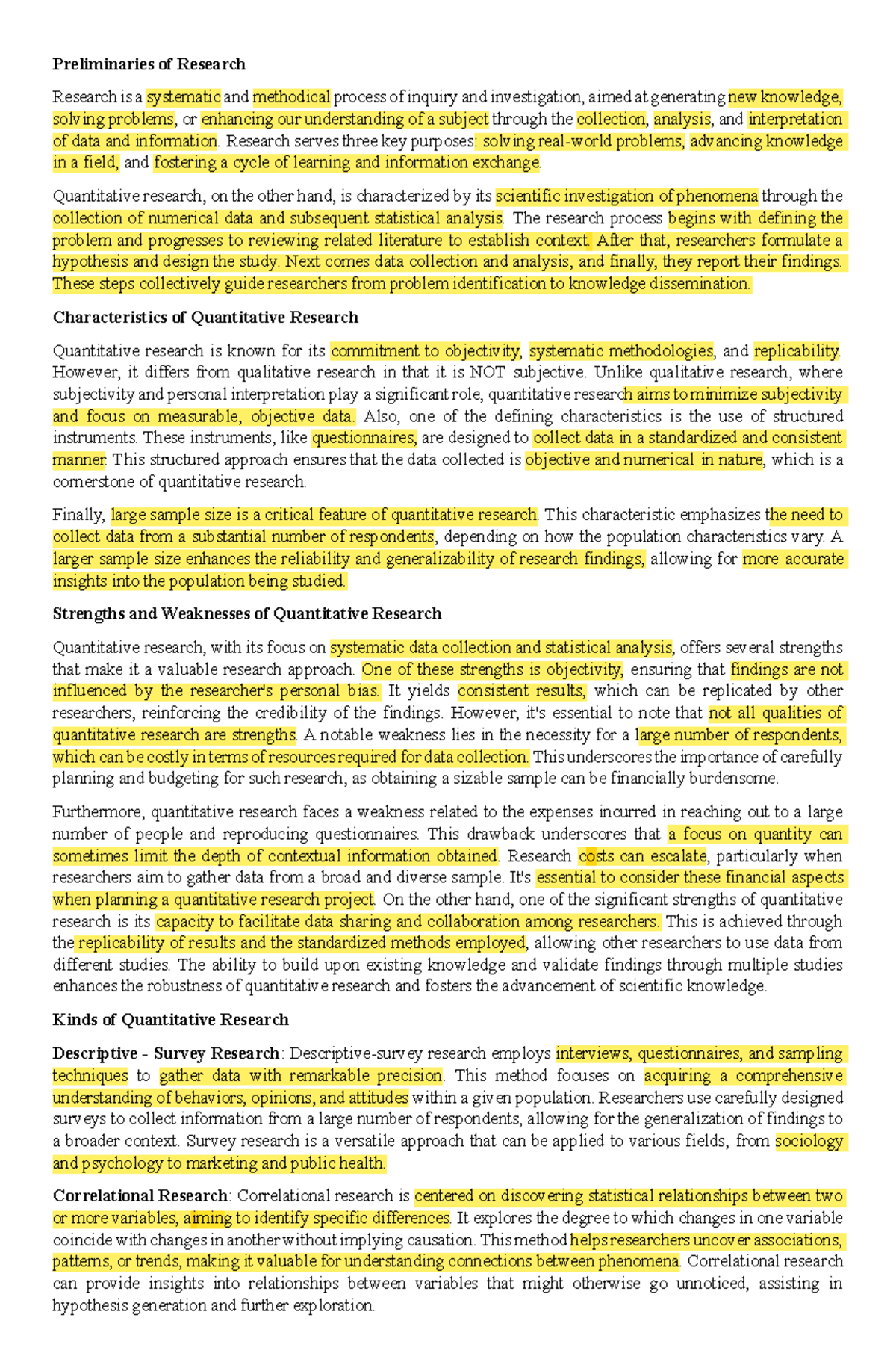 Quantitative Research Overview and Methods in PR2 First Quarter - Studocu