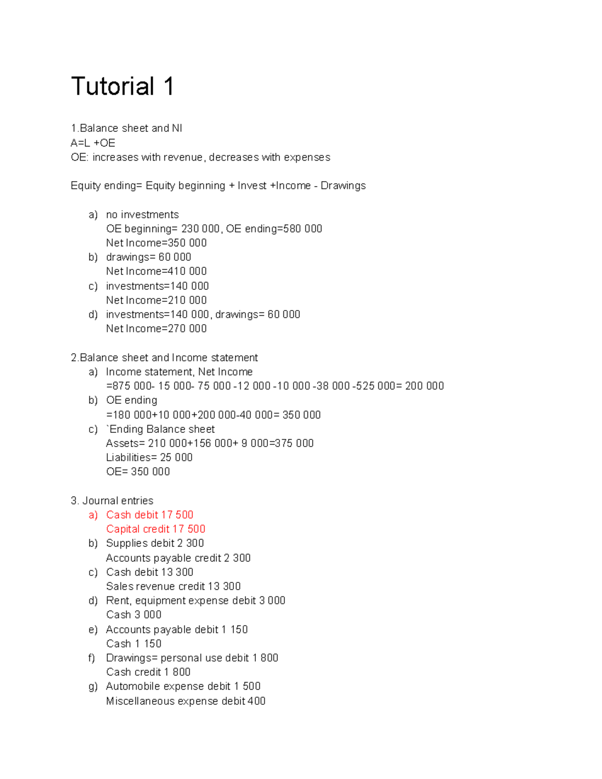 FA - Lecture Notes on Balance Sheet, Income Statement & Journal Entries ...