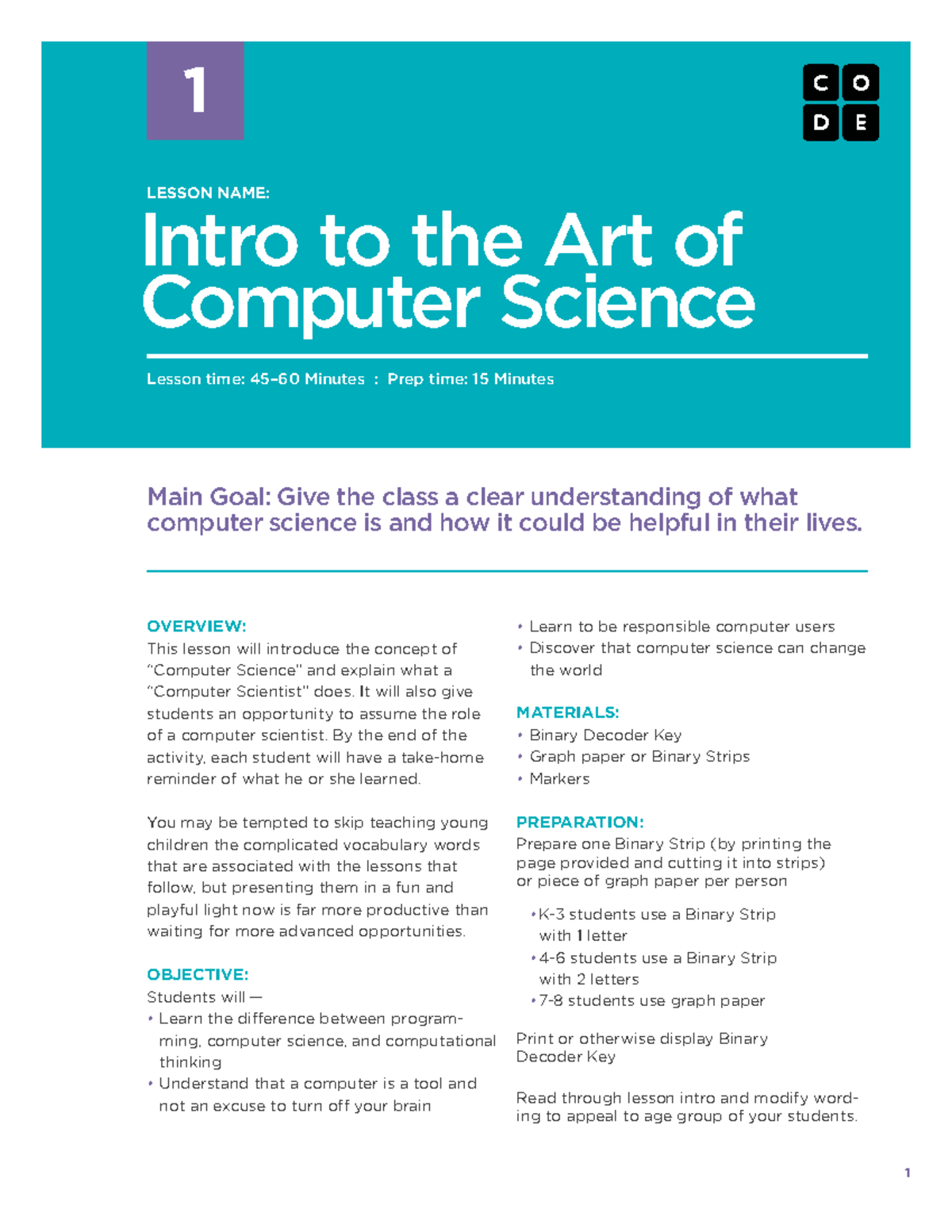 CS101: Intro to Computer Science - Lesson on Binary Codes - Studocu