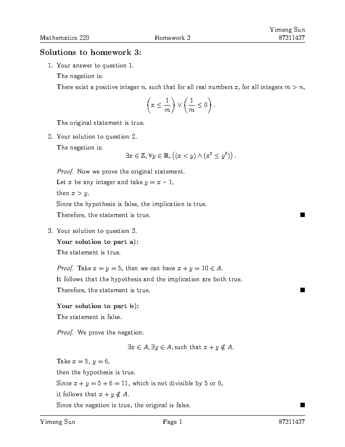 Mathematics 220 - Homework 3 Solutions and Explanations - Studocu