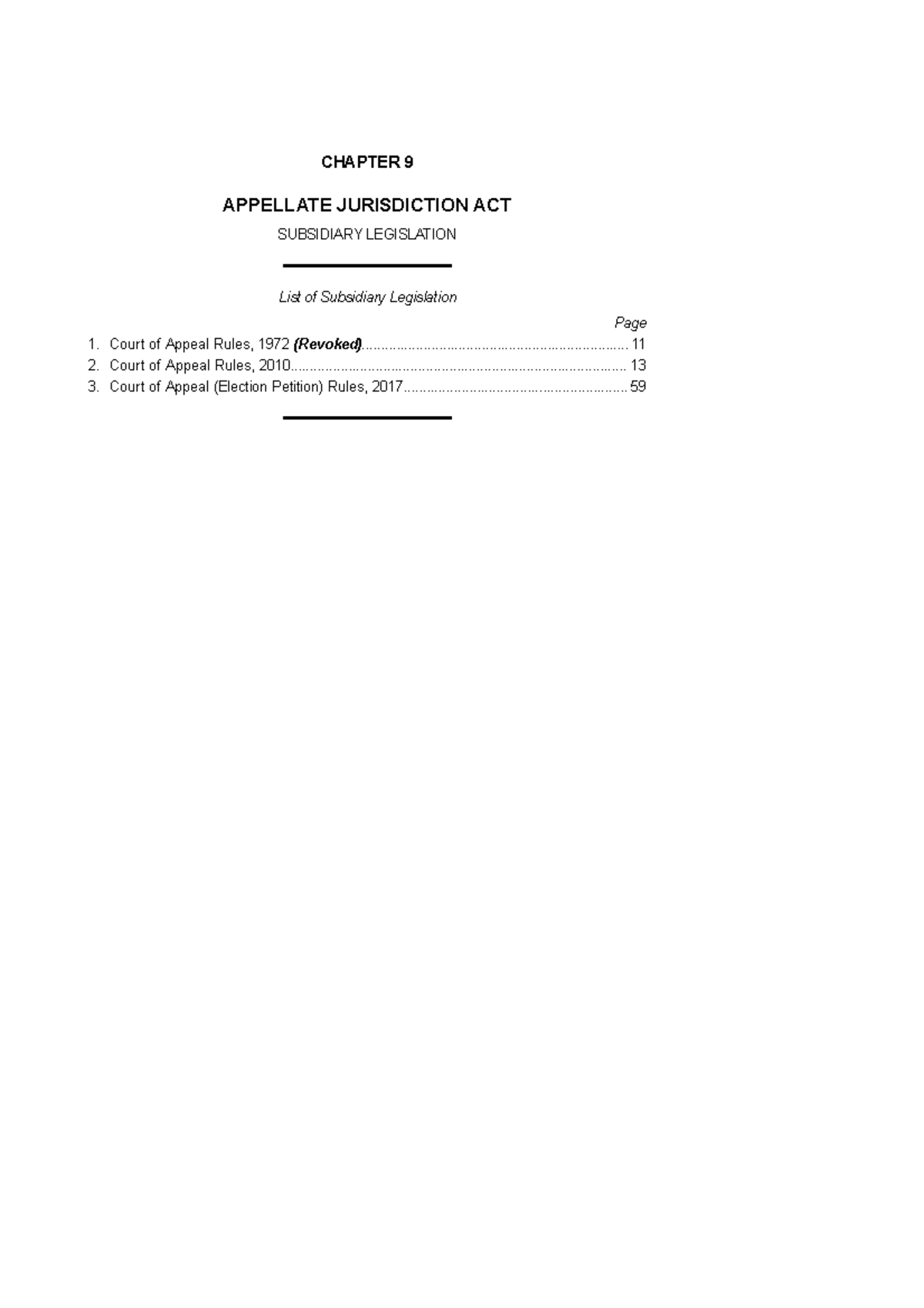 Appellate Jurisdiction Act 15 of 1977: Subsidiary Legislation Overview ...
