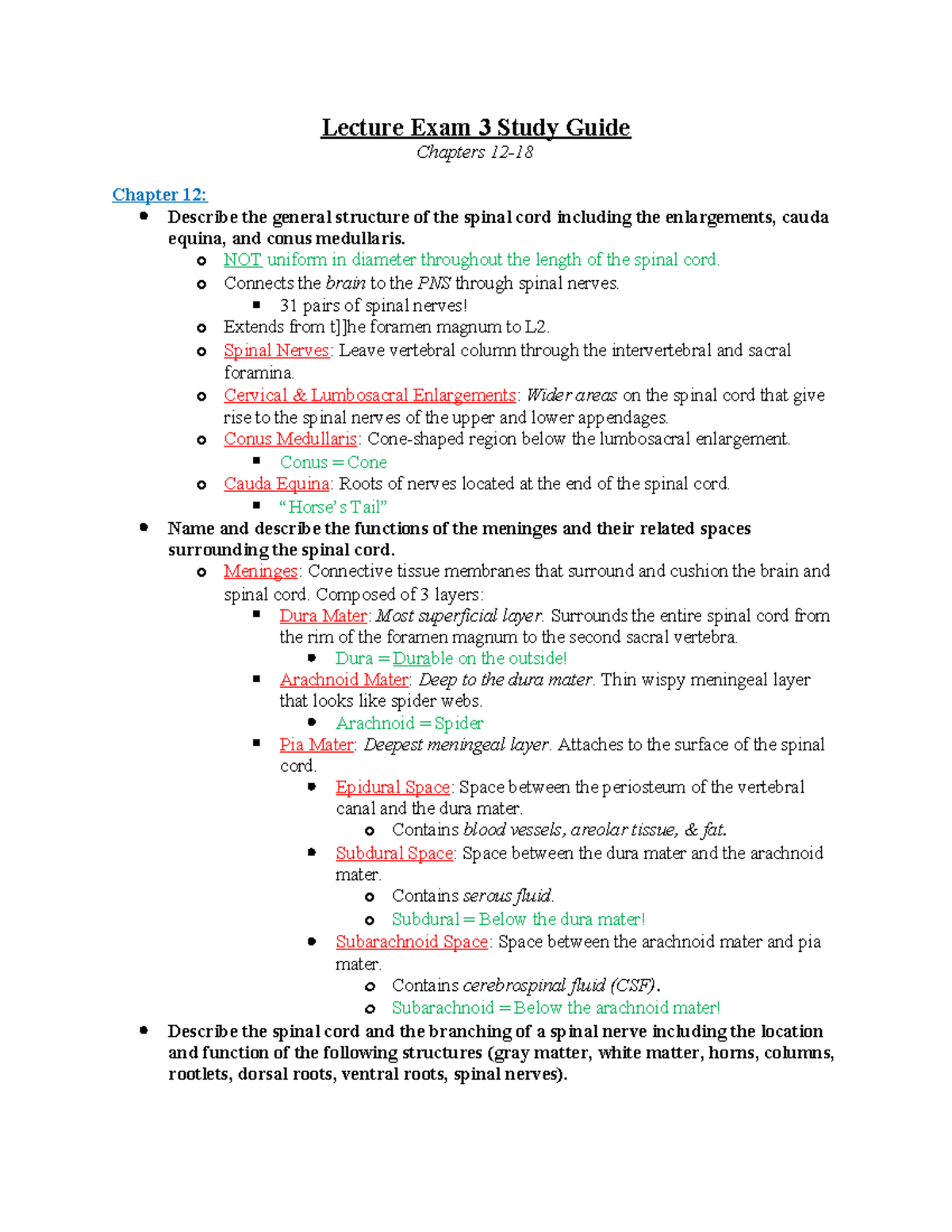 Lecture Exam 3 Study Guide for Chapters 12-18 - Lecture Exam 3 Study ...