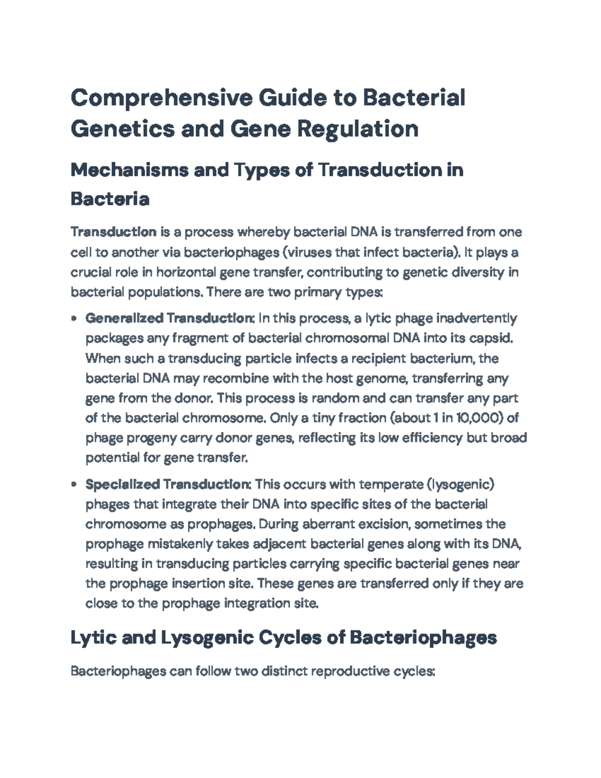 Comprehensive Overview of Bacterial Genetics & Gene Regulation (BIO 101 ...