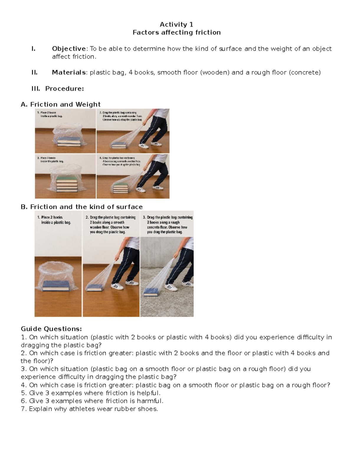 Activity 2 Friction - Factors Affecting Friction Analysis - Studocu