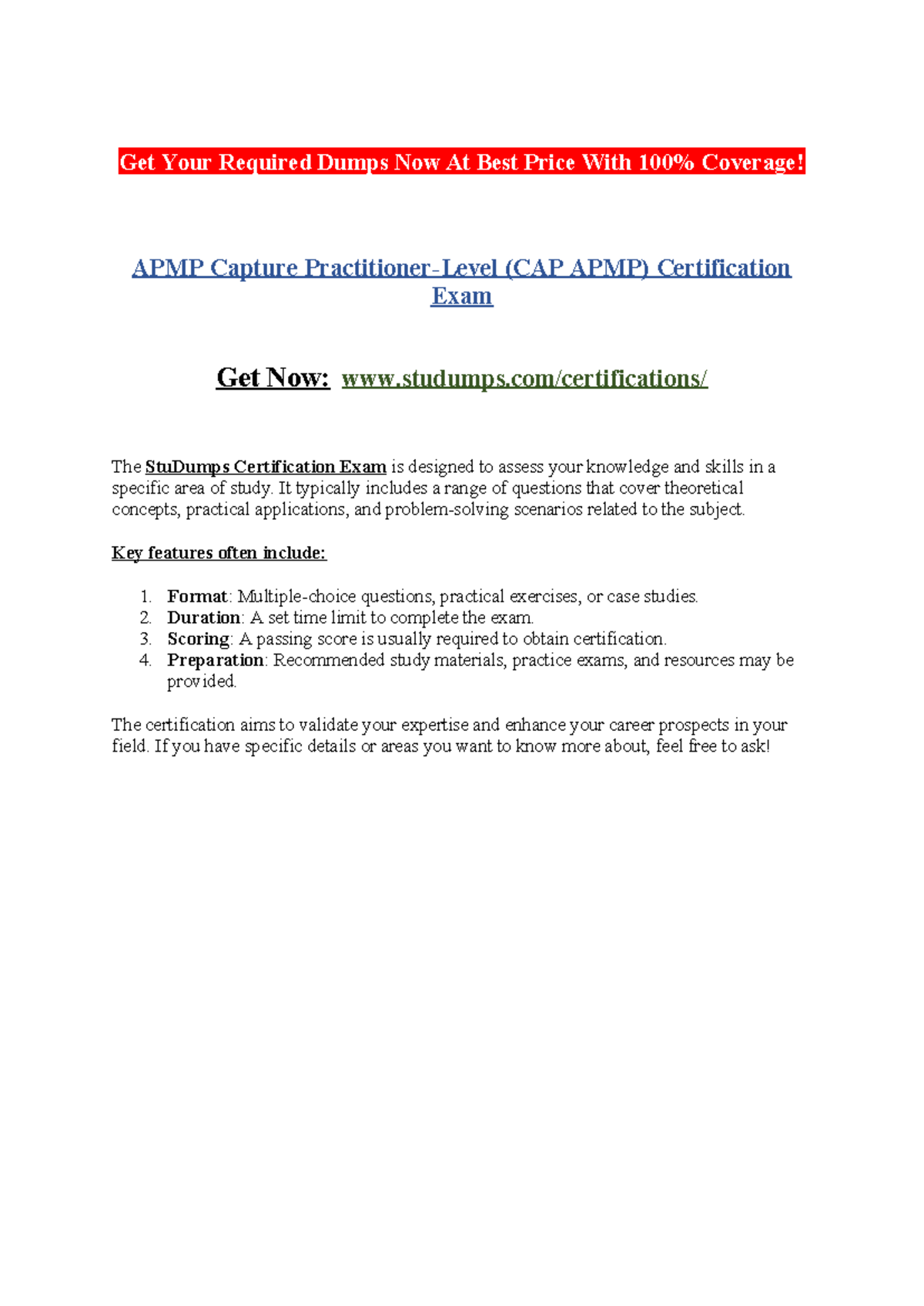 APMP Capture Practitioner-Level (CAP APMP) Certification Exam - Get ...