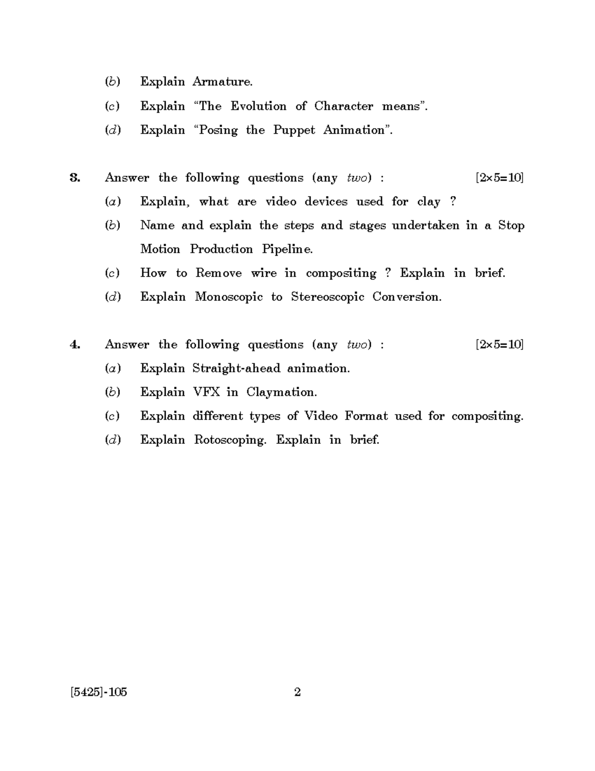 AN-2106: Production Process Question Bank for S.Y. B.Sc. Animation ...