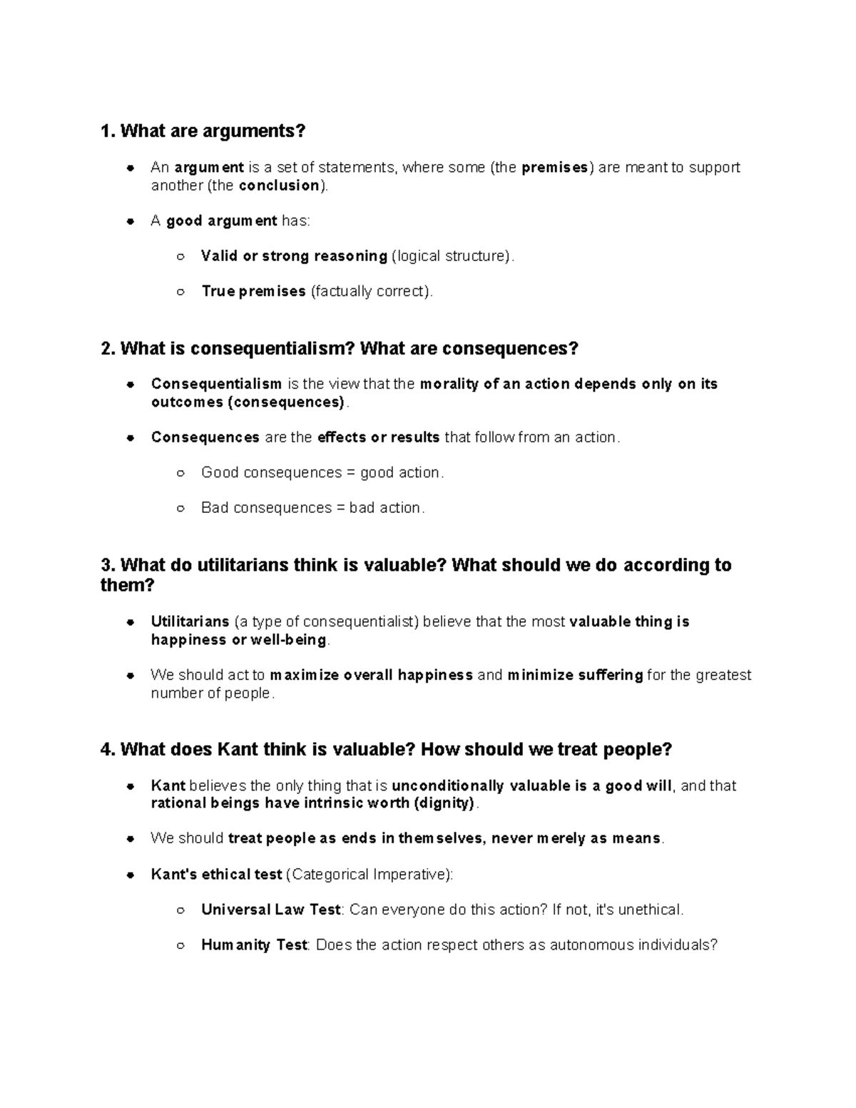 Philosophy 101: Key Questions for Final Exam Review - Studocu