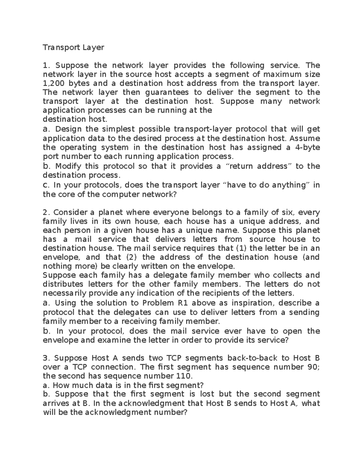 Transport Layer Protocols and TCP Behavior Analysis - Studocu