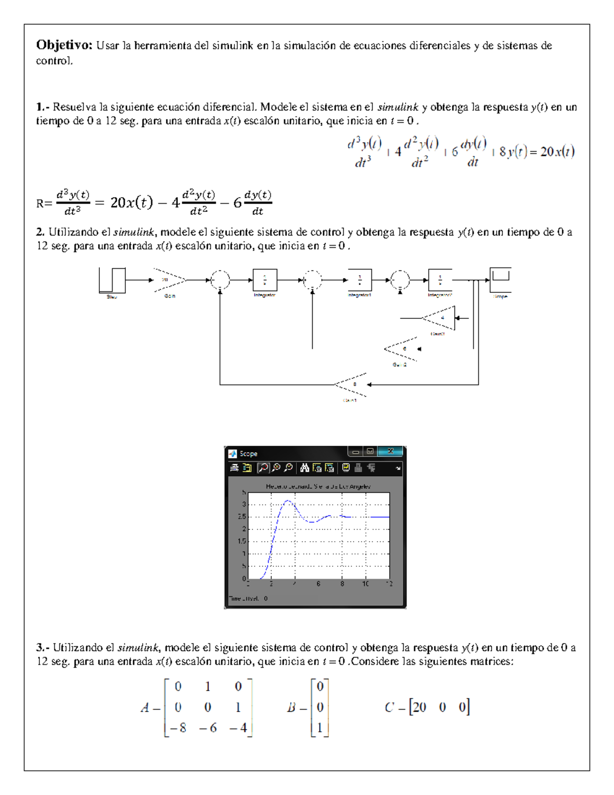 Práctica #4: Simulación de Sistemas de Control en Simulink - Studocu