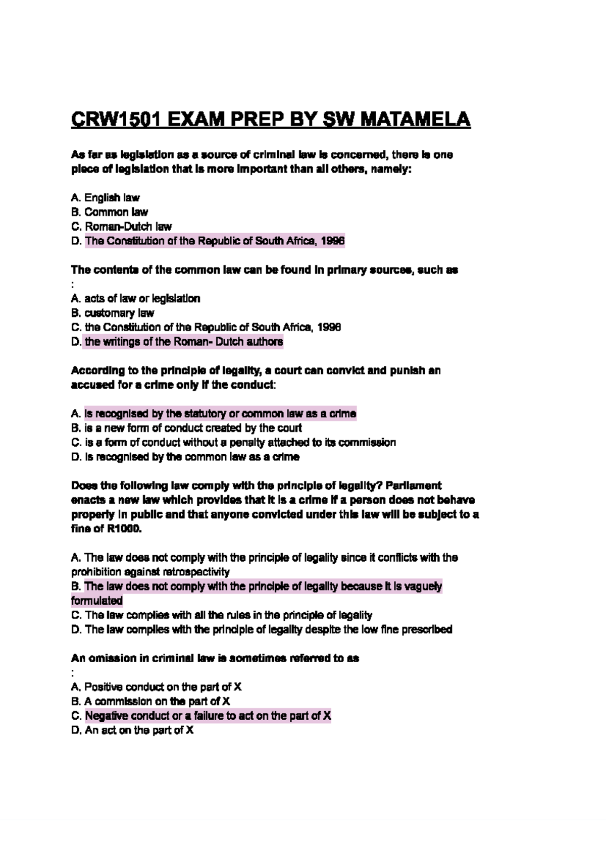 CRW-Exam 2024: Preparation Questions & Answers Guide - Studocu
