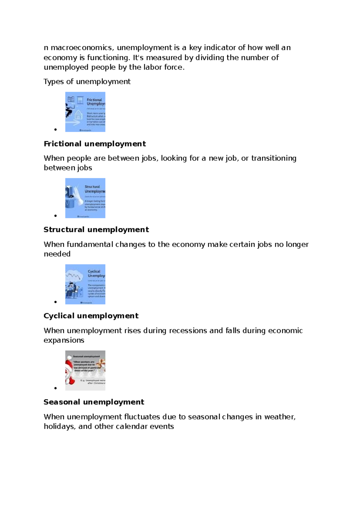 Economics 101: Key Notes on Unemployment Types and Indicators - Studocu