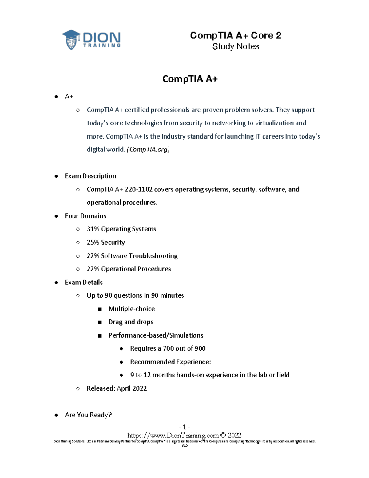 CompTIA A+ 220-1102 Final Exam Study Guide and Notes - Studocu