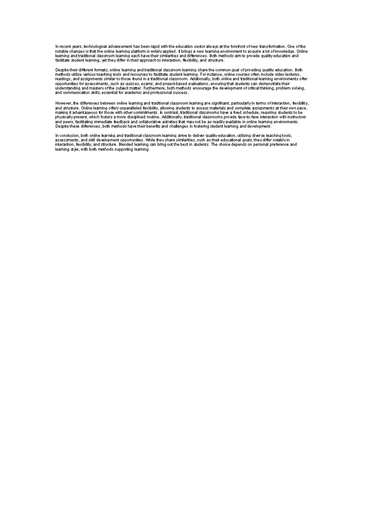 Comparative Analysis of Online and Traditional Learning Methods - Studocu