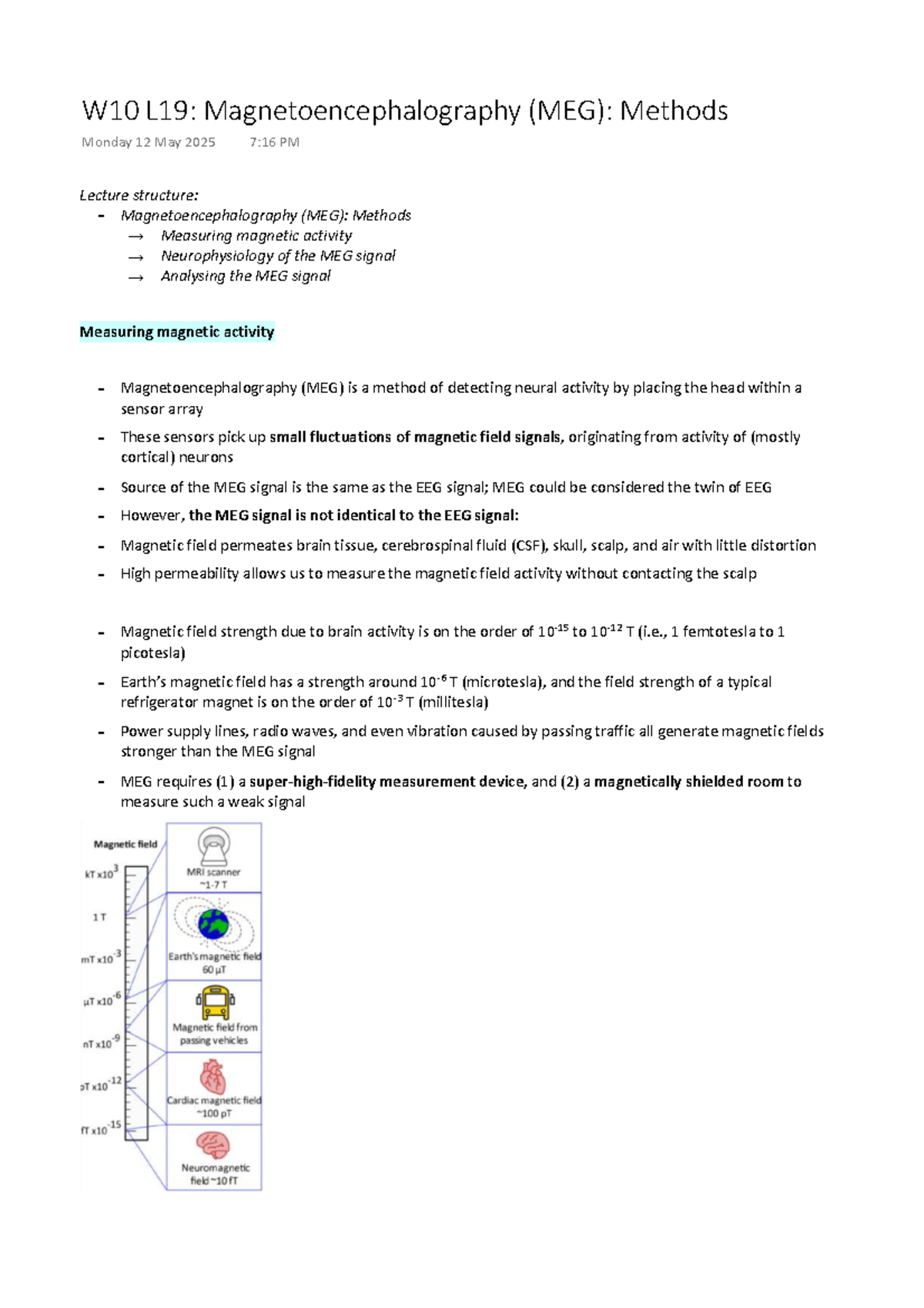 W10 L19: Magnetoencephalography (MEG) Methods & Signal Analysis - Studocu