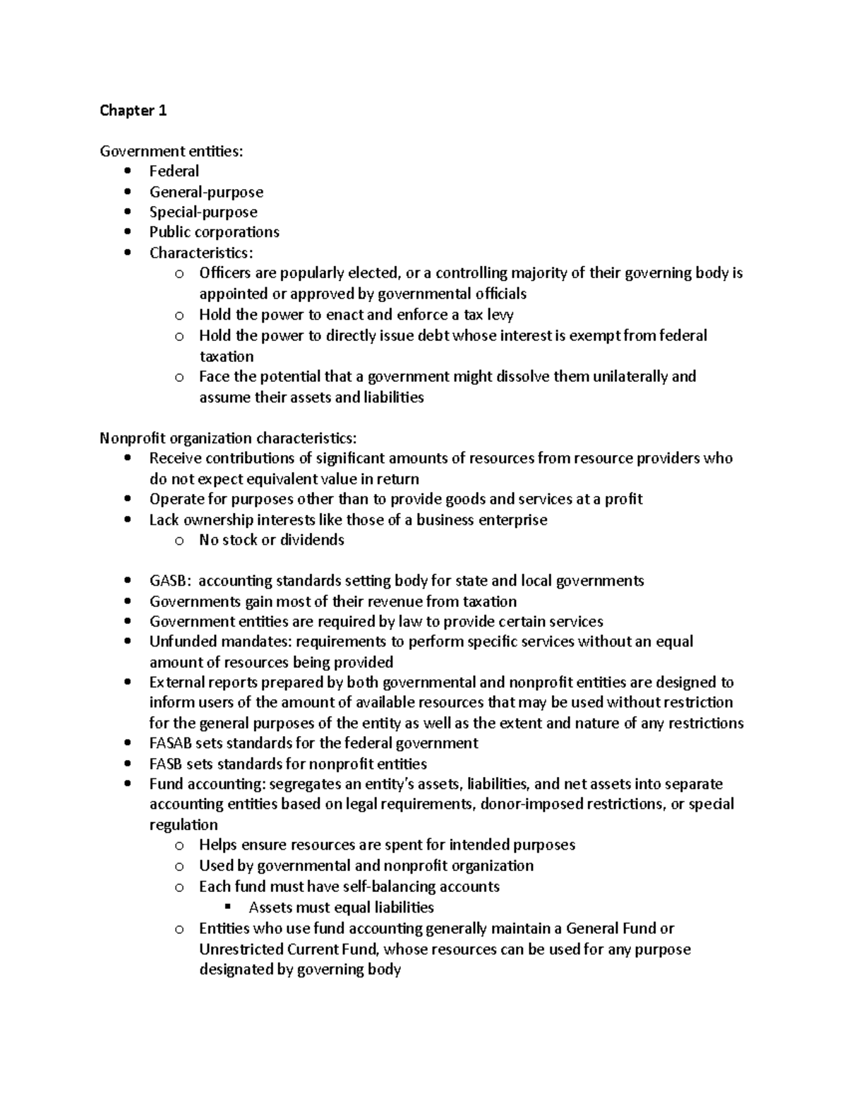 Government Exam 1: Key Concepts in Nonprofit and Government Accounting ...