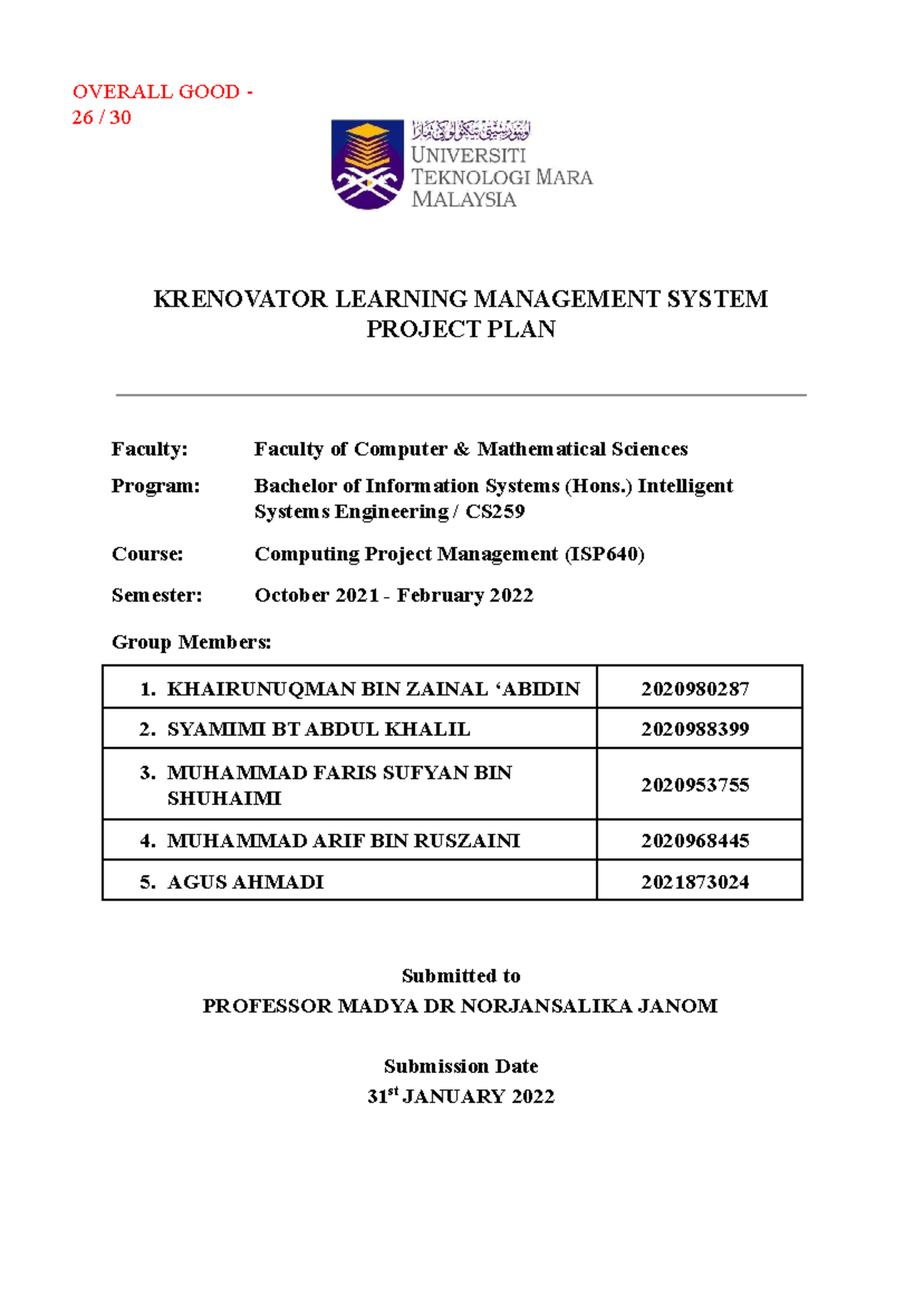 KRENOVATOR LMS Project Plan for ISP640: Enhancing Student Engagement ...