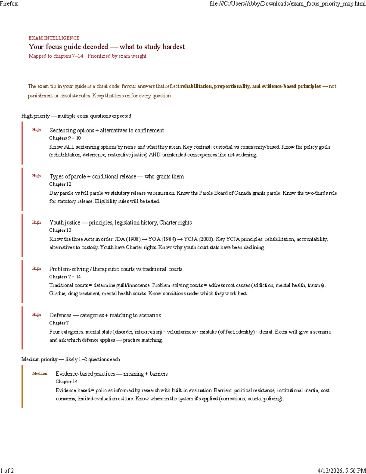 Exam Intelligence: Focus Guide for Chapters 7-14 - Studocu
