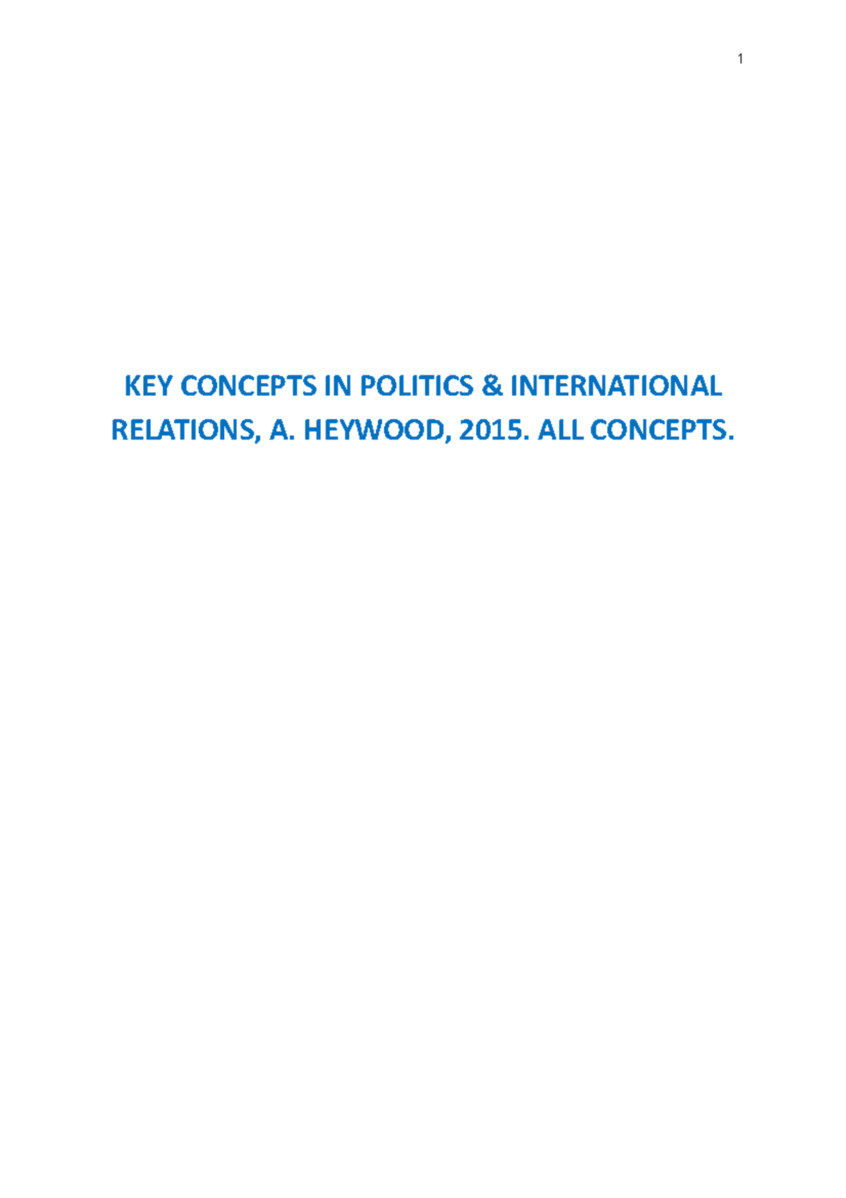 Key Concepts in Politics & International Relations (POL101) - Summary ...
