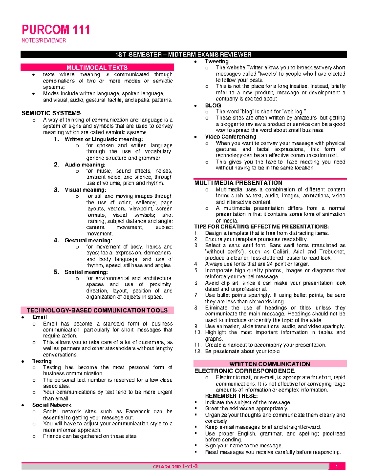 Purcom Communication Process Reviewer and Globalization Insights - Studocu