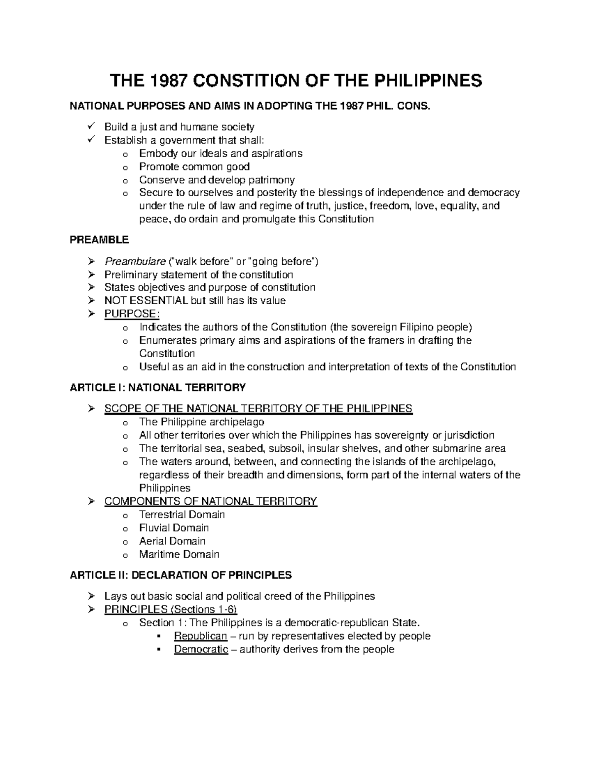 Socsci 031 - Lecture Notes on the 1987 Philippine Constitution - Studocu