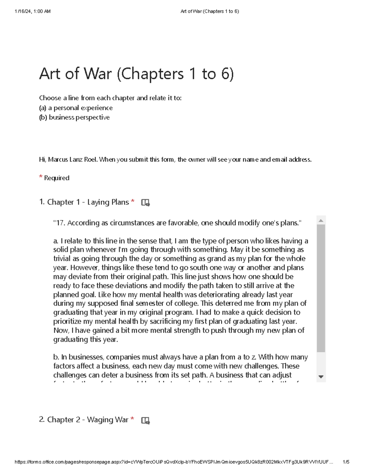 Art of War (Chapters 1 to 6) - Art of War (Chapters 1 to 6) Choose a ...