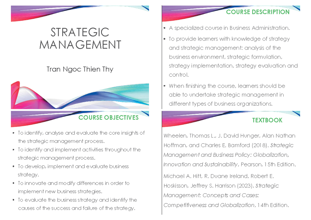 Strategic management (2023) - STRATEGIC MANAGEMENT Tran Ngoc Thien Thy ...