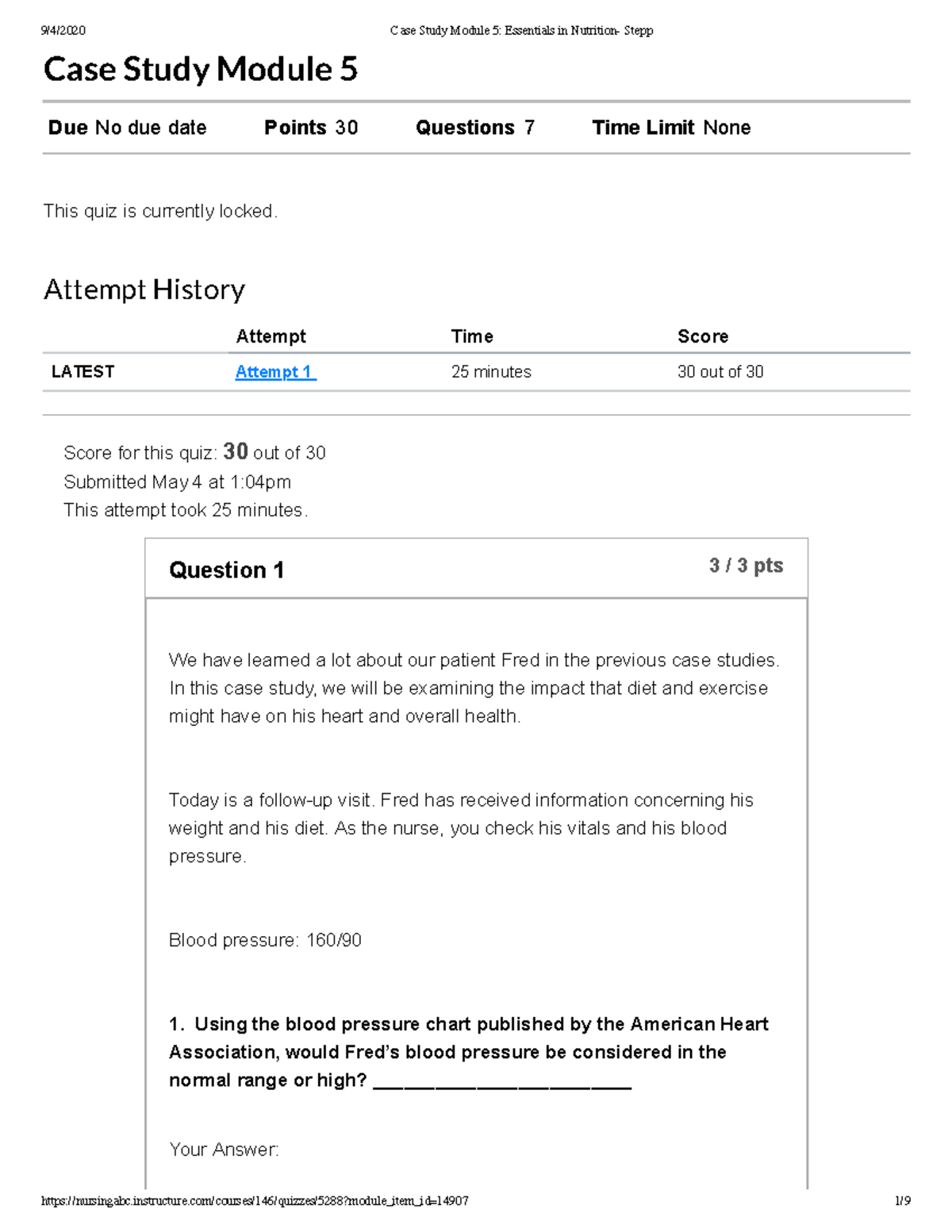 Case Study Module 5: Essentials in Nutrition and Patient Health - Studocu