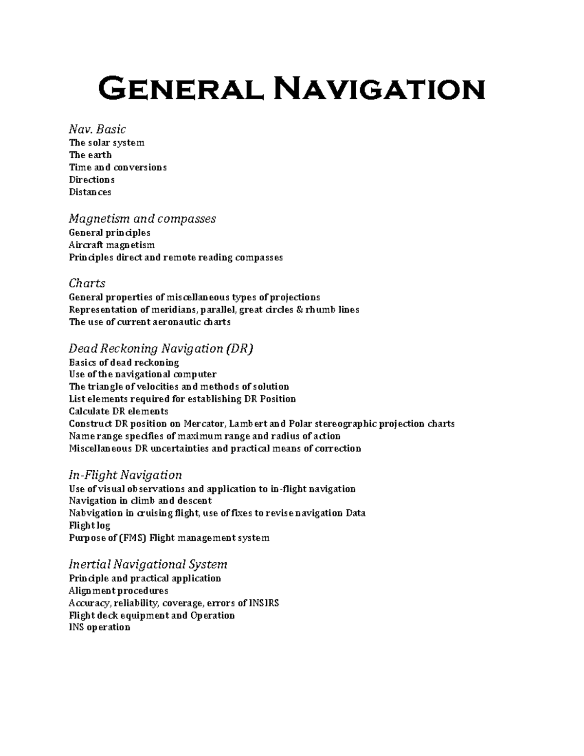General Navigation QB topic wise 3 - General Navigation Nav. Basic The ...