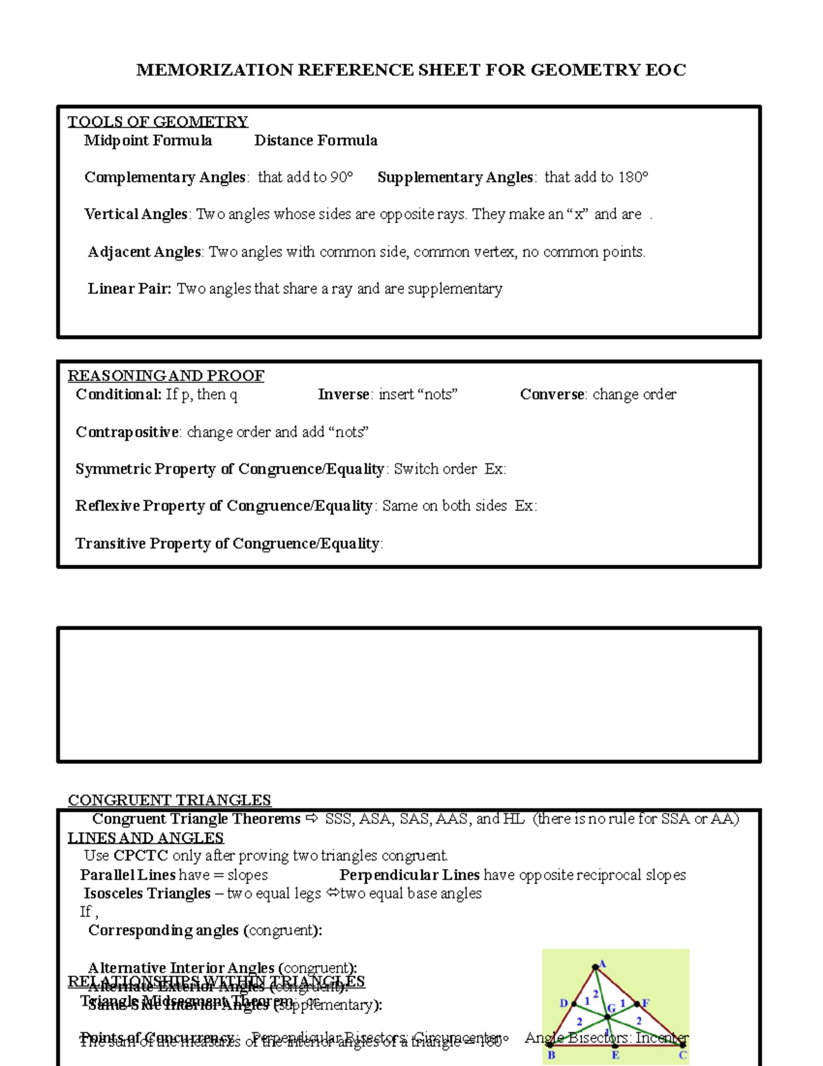 Geometry EOC Study Guide: Key Concepts & Formulas 2020 - Studocu
