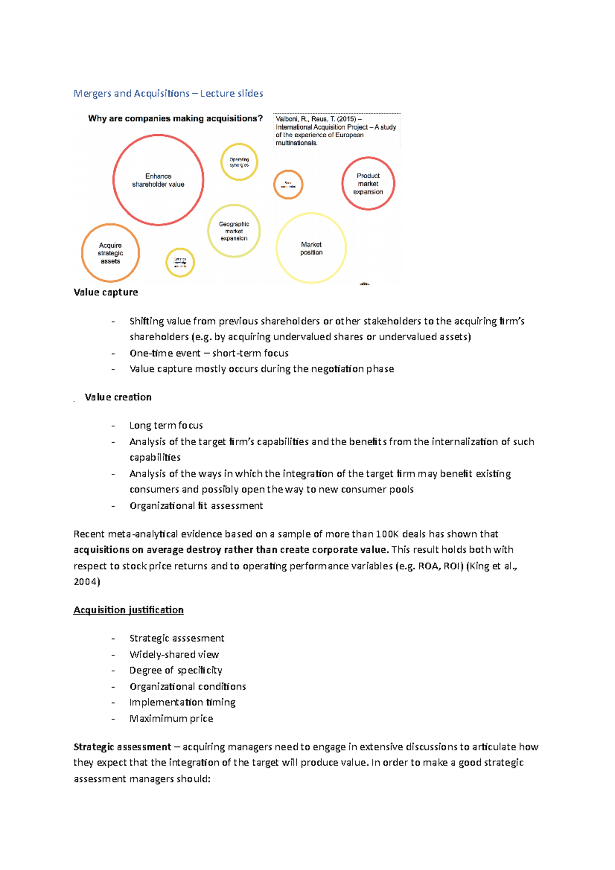 Mergers and Acquisitions - Lecture Slides Overview and Insights ...