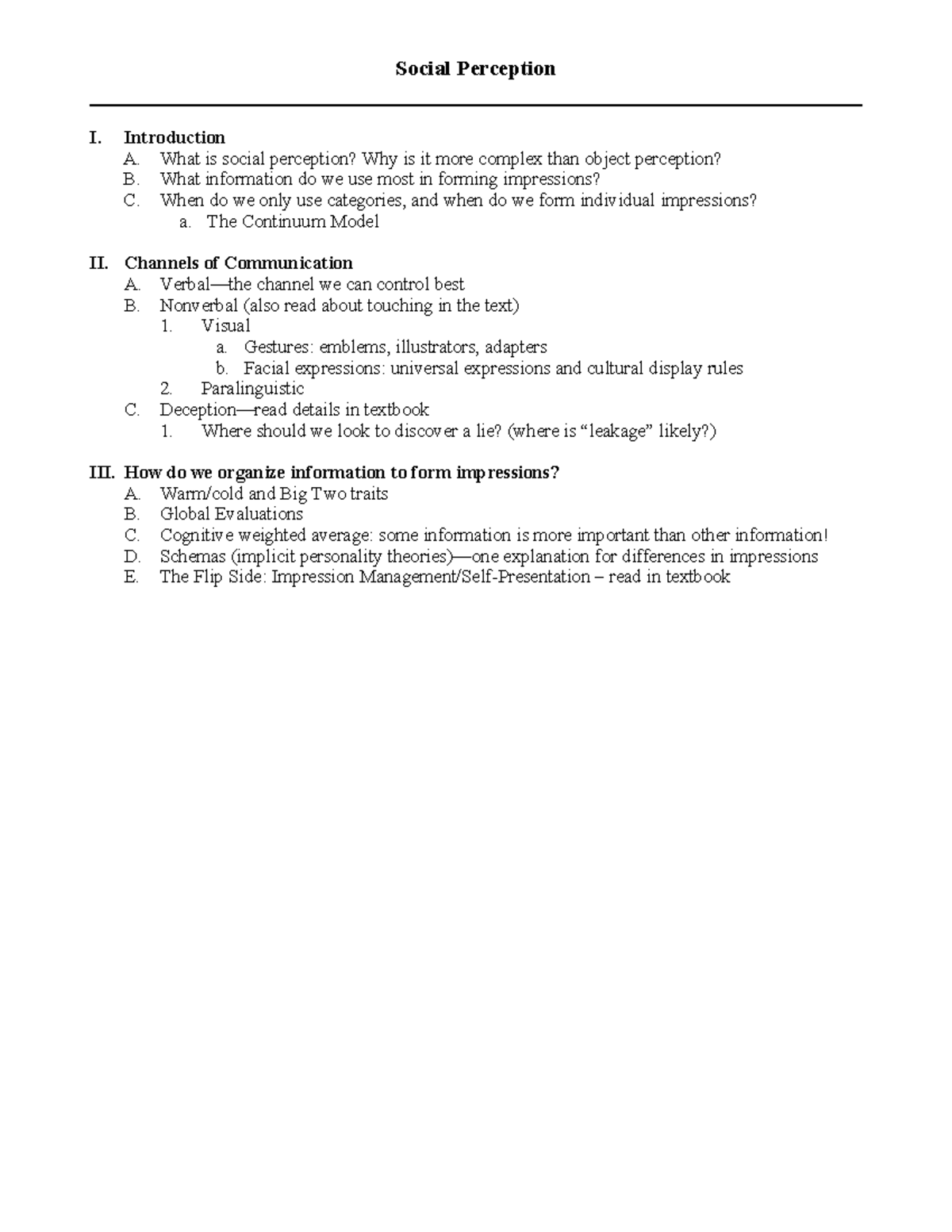 Social Perception and Attribution Outline - Studocu