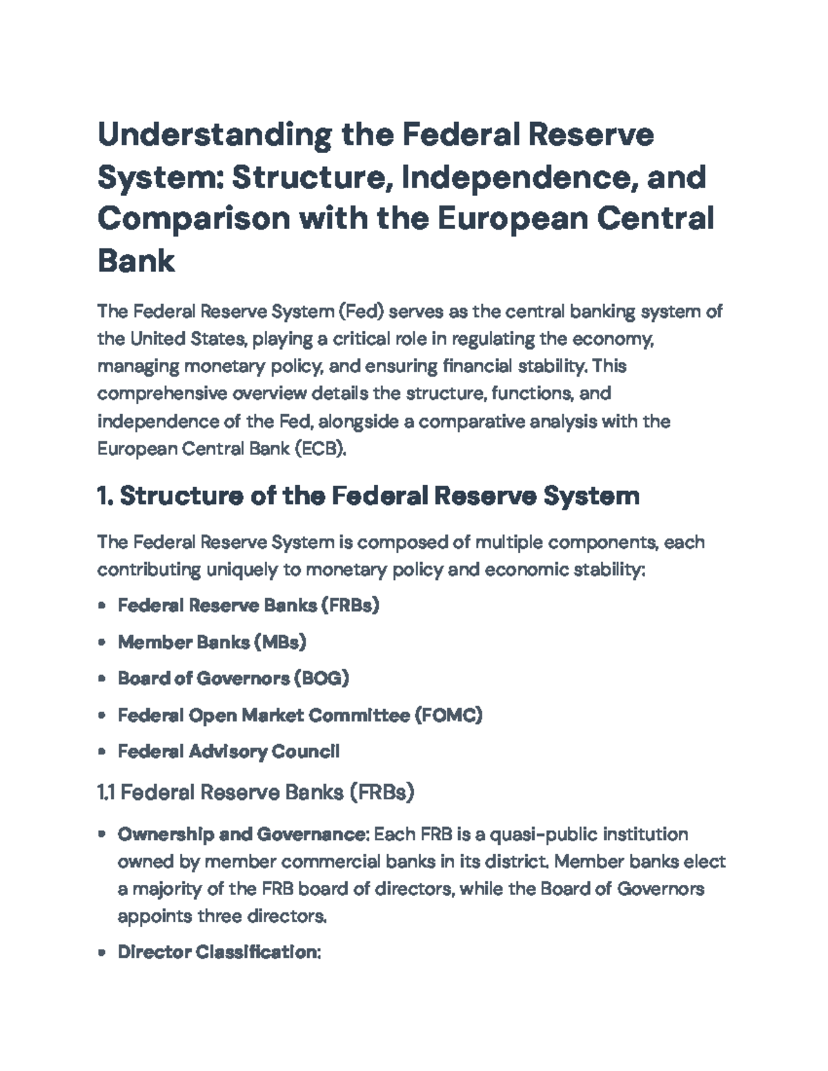 Understanding the Federal Reserve System: Structure & Independence ...