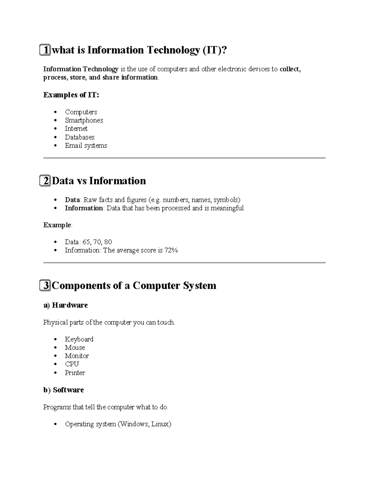 IT Notes: Understanding Information Technology Fundamentals - Studocu