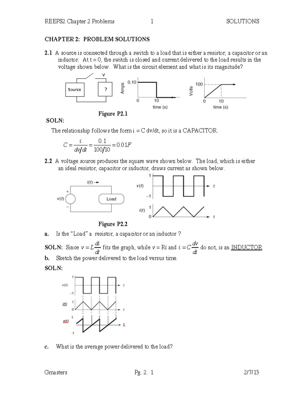 Solution Manual for Renewable & Efficient Electric Power Systems (2nd ...