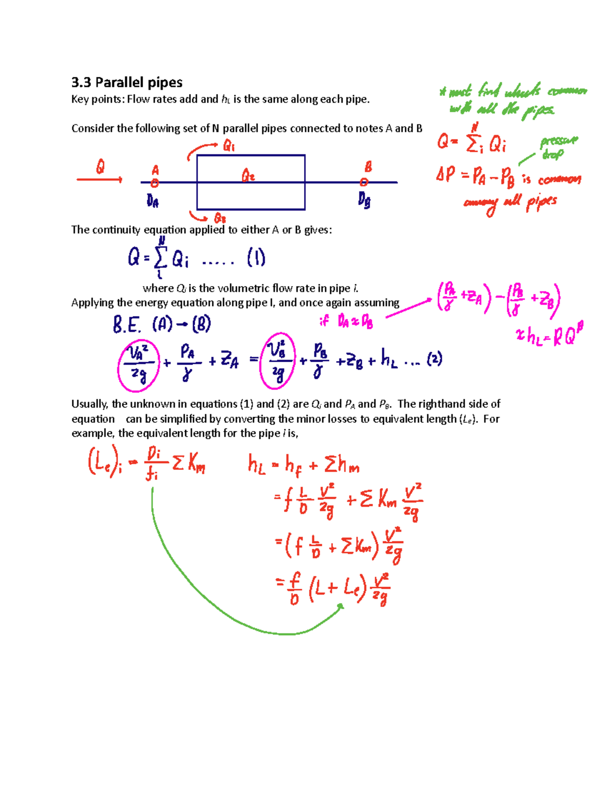 3.3 Parallel Pipes: Key Concepts and Flow Analysis - Lect+16 Notes ...