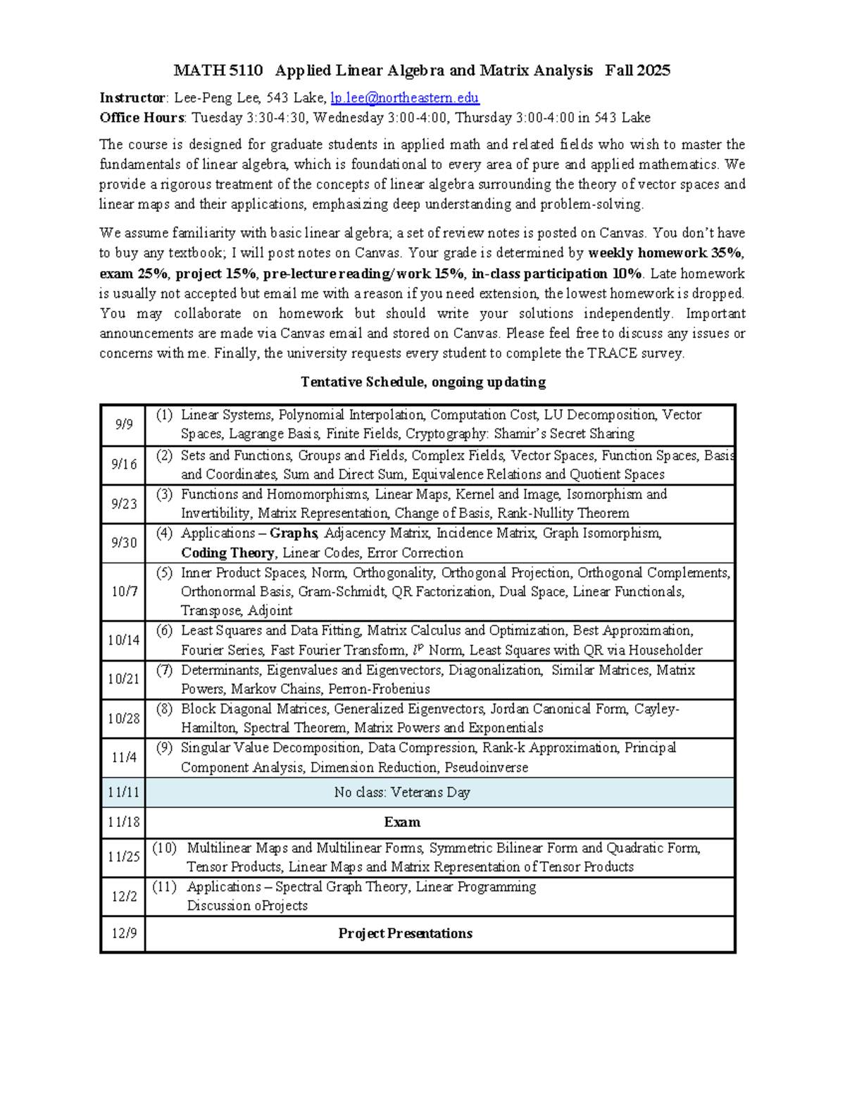 MATH 5110 Syllabus: Applied Linear Algebra & Matrix Analysis Fall 2025 ...