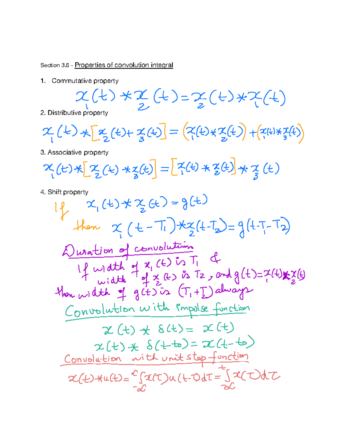Section 3.6 - Properties of Convolution Integral and Their Applications ...